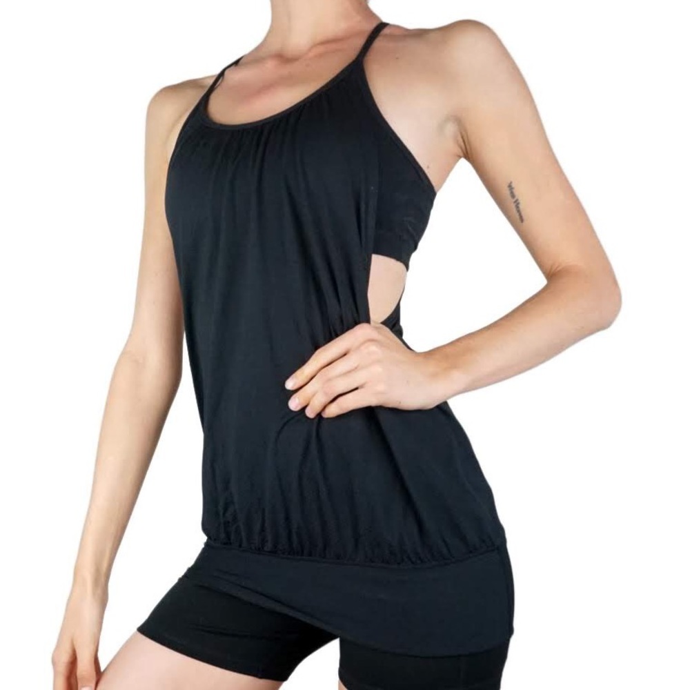 LULULEMON BLACK WORKOUT TOP WITH BUILT IN BRA